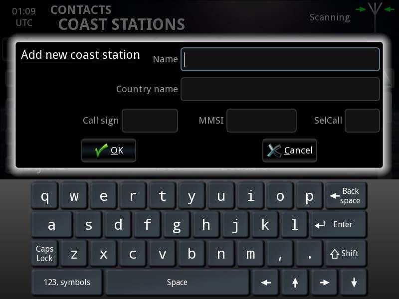 Chapter 2: Operation Add a coast station to the list To add a new coast station to the list, do as follows: 1.