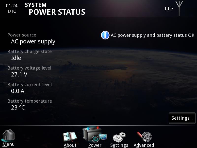 Power status Chapter 2: Operation Note The Power status only shows information for the SAILOR 6081 PSU and