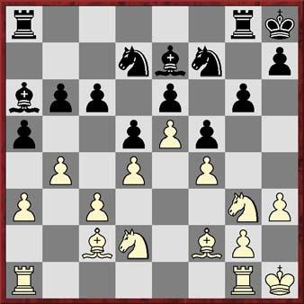 15.h3 Bc4 Since b5 isn t a real threat this move loses time. A better solution was to concentrate on getting the knight into play and preparing a c5 advance.