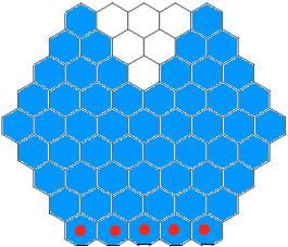 The Triangle Theorem: From our previous set-up of bishops (placing bishops entirely across the bottom row of the board), with a sufficiently large hexagonal board, a triangle of spaces not covered by