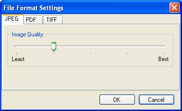 File Format Settings The File Format menu button allows you to select a type of file format for saving your scanned images. Images scanned with ScanWizard DI can be saved as BMP (.bmp), JPEG (.
