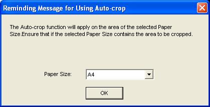Select a paper size from the options menu and then press the OK button.