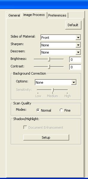 ScanWizard DI supports the image correction tools : B&W Conversion Threshold Sharpen Descreen Brightness/Contrast Hue/Saturation Gamma Background Correction Scan