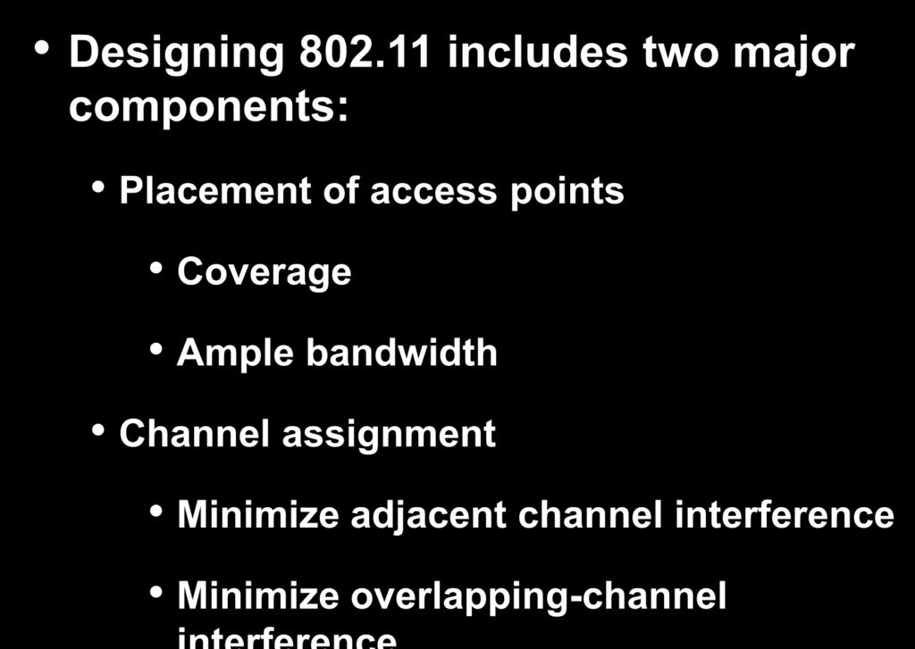 IEEE 802.11 Design Issues Designing 802.