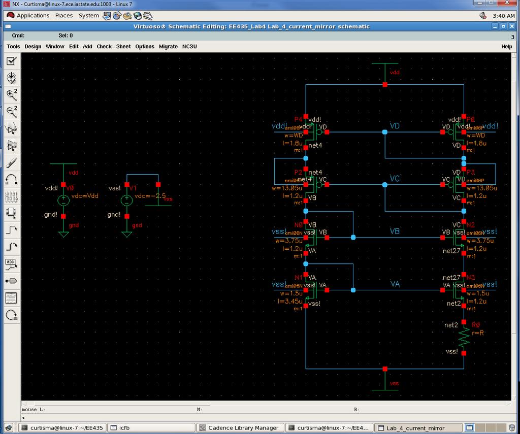 Figure 2: Current reference generating circuit After adjusting the sizes to