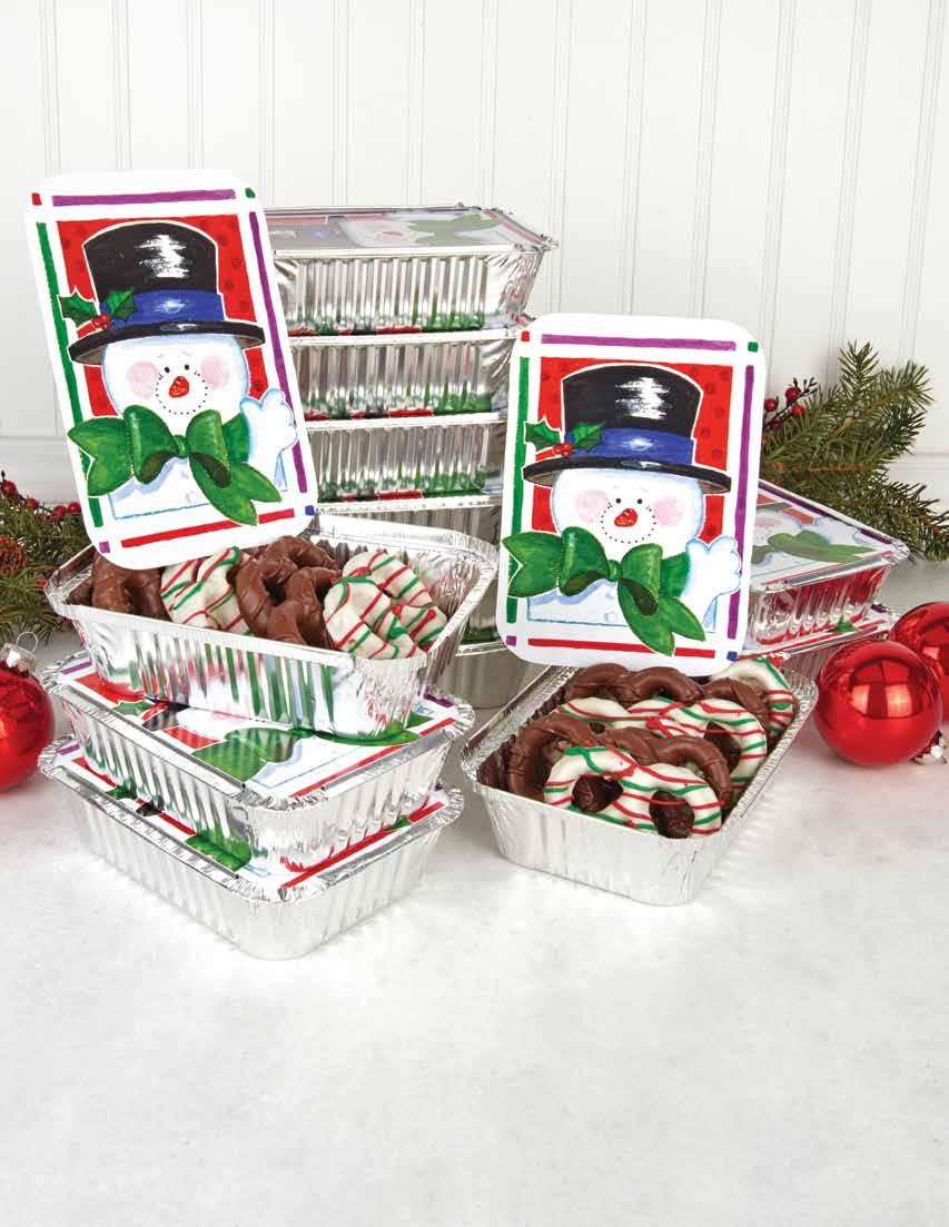 homemade treat boxes 0311 set of 12 0311 TOP HAT SNOWMAN FOIL CONTAINERS - SET OF