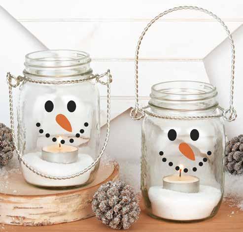or home 3700 SNOWMAN JAR TEA LIGHT HOLDERS Snowman Jar Té Titulares de la Luz Set of 2 Glass Jars with wire