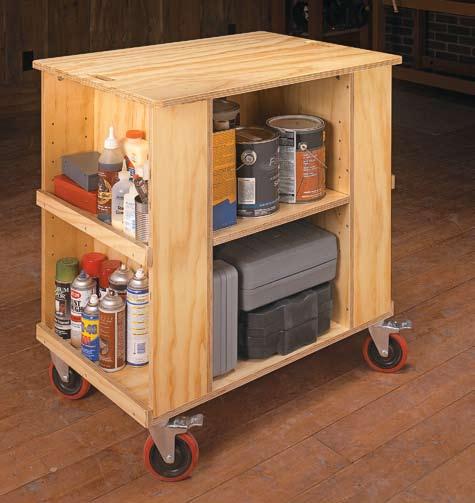 Roll-Around Utility Cart A storage cabinet on wheels is one of the handiest things you can build to make working in your shop easier.