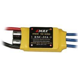 EMAX ESC 35A Continuous current: 35A Burst current (10 s):- 45A Li-xx battery (cells):- 2-4 Dimension (mm) L*W*H:-59x28x12 BEC-5V/3A Programmable: - Yes Weight: - 38g F. Battery 11.