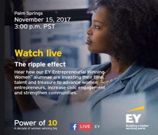 content Our content was featured by EY leaders on social media: Mark Weinberger, Uschi Schreiber, Alison Kay, Beth Brooke- Marciniak,