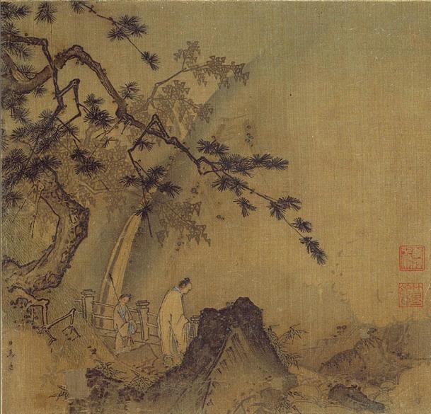 Deep Historical Roots: Chinese Brush Painting Scholar by a Waterfall, Southern Song