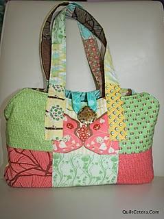 I love to make these purses with bright, funky fabrics, and this time I chose the new Moda line Botany, designed by Lauren