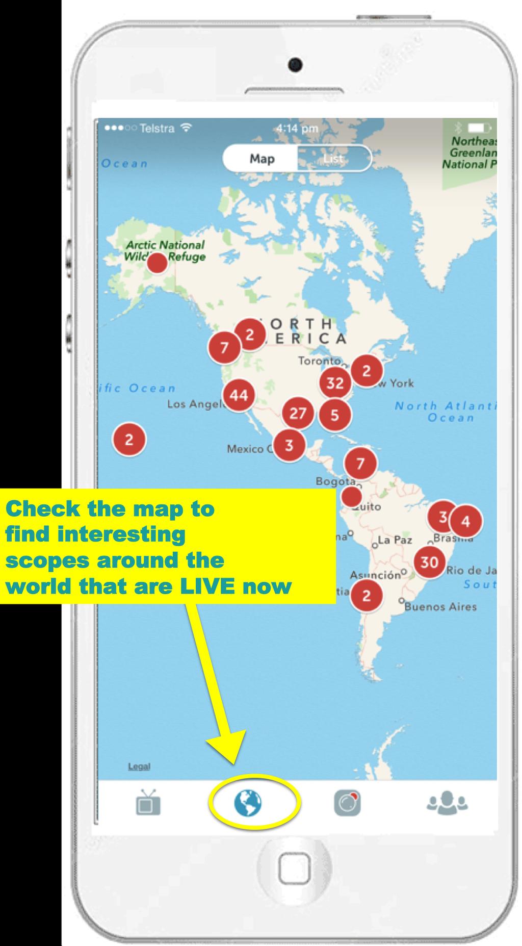 Cont 4) World Map You can also look at the world map to check out scopes in different cities and countries.