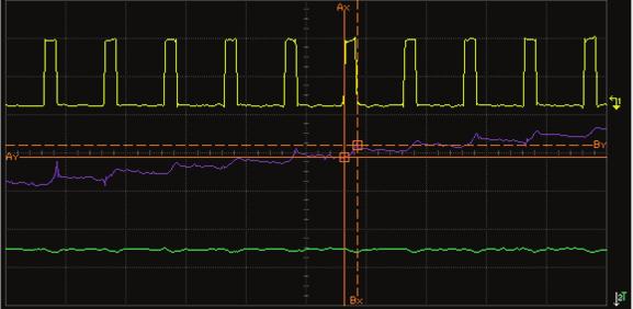 4.3.3 Integrated values R3 and C3 The bigger the combination values of R3 and C3, the better the detectable distance sensitivity. See comparison between waveform 4 and waveform 5. Waveform 4.