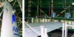 Figure 1. Appropriated-Excitation Normal Mode testing is typically applied to large and supple aerospace structures such as this complete airframe being tested by ALENIA in Italy.