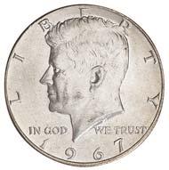 Kennedy Half Dollar 129 KM# 202a 11.50 g., 0.400 Silver 0.1479 oz. ASW, 30.6 mm. Obv. Designer: Gilroy Roberts Rev.