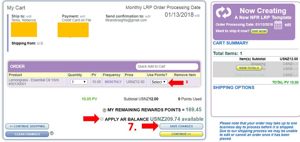 Setting up and ordering via your LRP 7. When you view your cart it will look like this. When you ve finished adding to your LRP order click the SAVE CHANGES button.