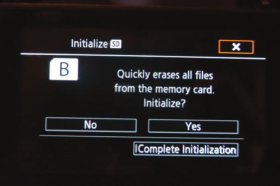 Initialize NOTE: Initializing your cards will delete all the video