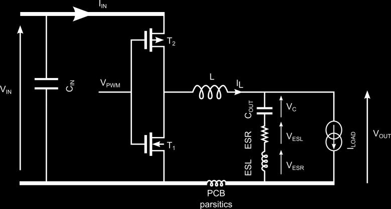 determine the shape of the output voltage ripple and describe the DCDC output noise spectrum as detailed hereafter.