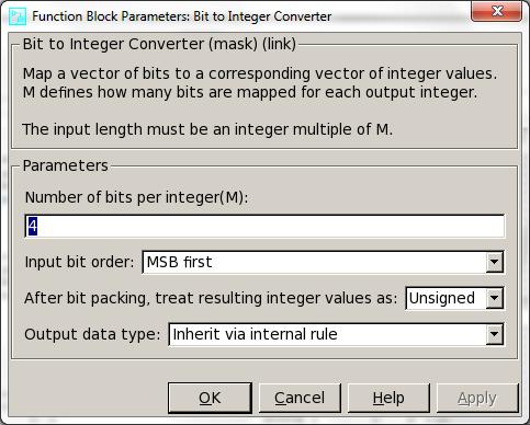 2: Source Block Parameters (OFDMA 2 users) Integer to Bit Converter and Bit to Integer Converter: These blocks are necessary only to obtain the BER calculation.