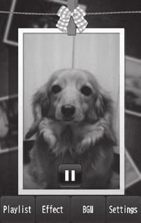 a Tap Menu Photo Library Photo movie Press n / b to adjust volume of handset. b Select a folder Selected folder appears at the center of Display. Swipe it left/right to view images in the folder.