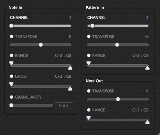 The In:Out Module Kameleono s MIDI Inputs and Output related settings. Note In Defines the MIDI-In stream that will be used as Notes-In. For more information see the Overview page.