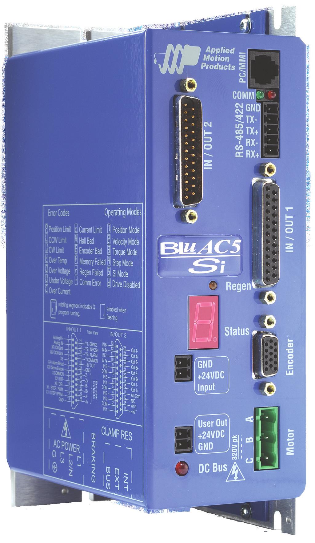 BLuAC5 Brushless Universal Servo Amplifier Description The BLu Series servo drives provide compact, reliable solutions for a wide range of motion applications in a variety of industries.