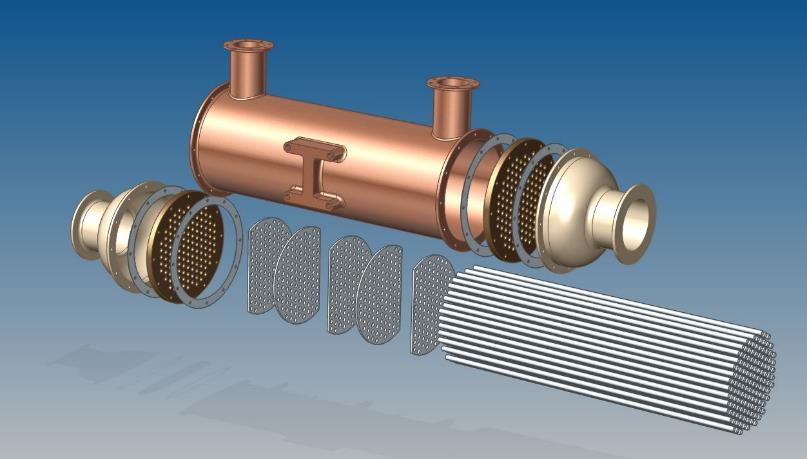 Design Example Heat Exchanger Two fluid fuel cooling oil 14 parts not counting tubes or bolts Cast or weldment housing