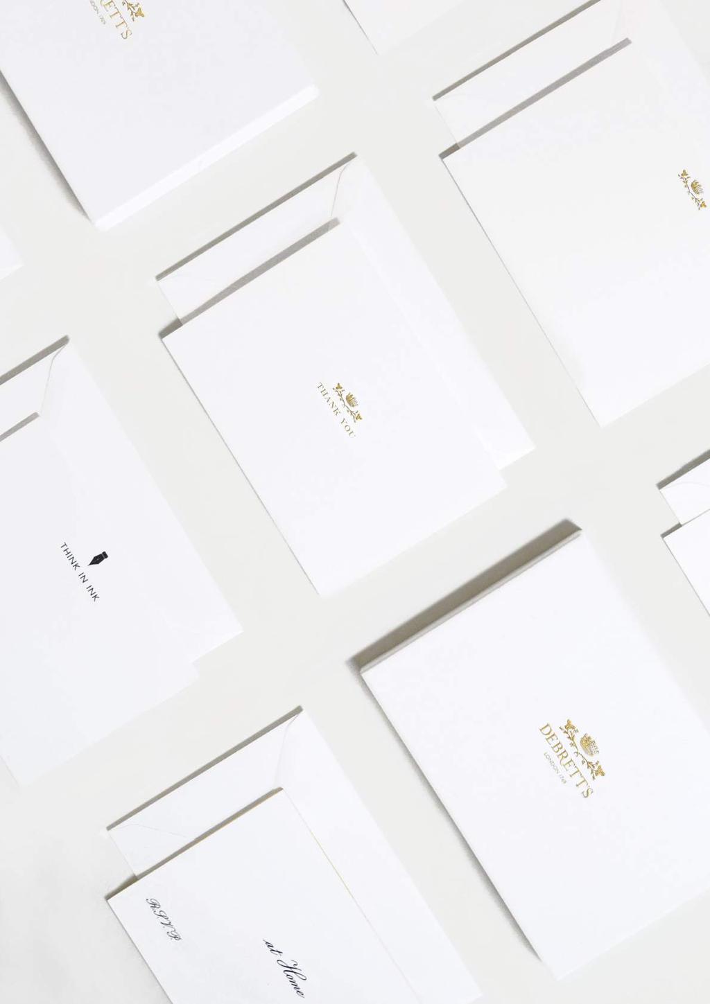 DEBRETT S STATIONERY DEBRETT S PRODUCTS DEBRETT S STATIONERY This collection of stylish correspondence cards brings the pleasure of the handwritten note to invitations, thank you letters and personal
