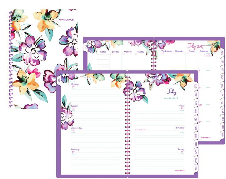 spreads have lined days One month per two page spreads have unruled blocks with past and future months reference Special pages: holiday listing, 3 year overview reference calendars, event