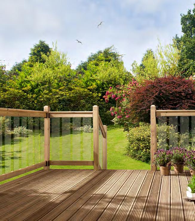 8m 7 glass panels in a pack - 8x150x820mm Enjoy your days in the sun Clear Deck Softwood Clear Softwood blends the natural quality of timber with dazzling glass balusters