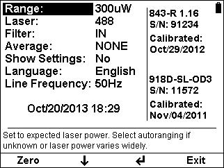 subtracted from all subsequent readings. The laser power reading displayed will thus be 20.4 mw.