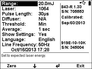 6.3.3.1. Energy Range Figure 6.5 Setup Screen Energy measurement with a Pyroelectric sensor is always made in a set manual range.