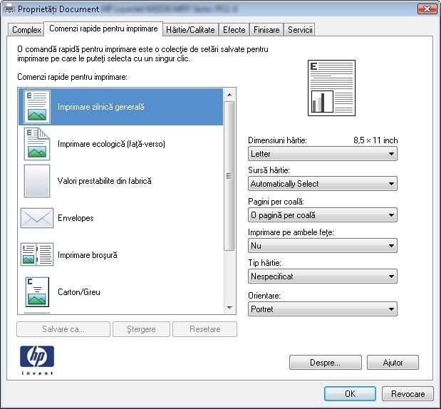 Sarcini de imprimare de bază cu Windows Metodele de deschidere a dialogului de imprimare din programele software pot varia. Procedurile care urmează includ o metodă tipică.