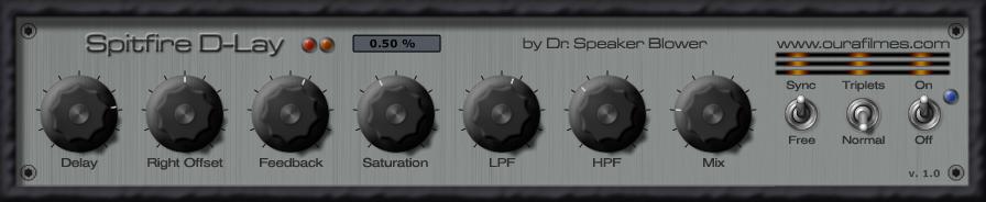 Spitfire D-Lay Stereo Delay with right channel delay time offset for the creation of super phat/rhythmic delays.