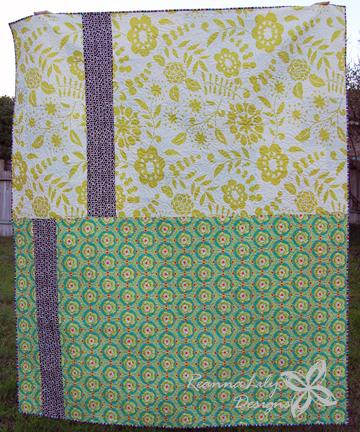 The back is pieced with 2 yards each green fabric and an additional 1/2 yard