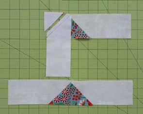 Use the following pieces and the Stitch-n-Flip method to make units 1, 1r, 2, 3, and 3r: 1 and 1r. 2.5" Outer square and 2.5" x 4.5" background rectangle 2. 2.5" Middle square and 2.