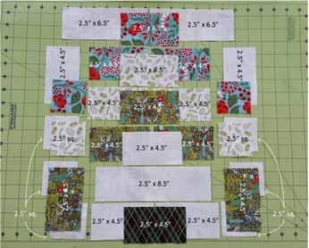 5" background squares Use the following pieces and the Strip-n-Flip method to make extended Flying Geese units A-E.