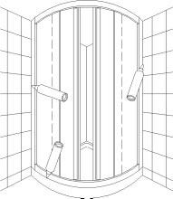 From outside the shower, position the glazing gasket where the fixed glass panel is inserted into the expander jamb. Push the gasket into place down the length of the glass panel.