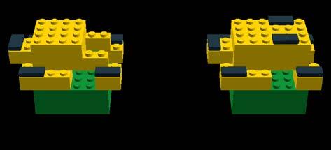 2x4 LEGO bricks, 2 yellow 2x2 LEGO brick, 1