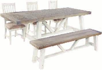Driftwood top with Purbeck white base Dining