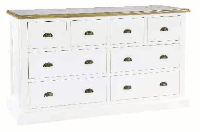 4 over 4 Drawer Chest H:97cm x W:143cm x D:44cm Natural timber in * Also available in Woodsmoke colour