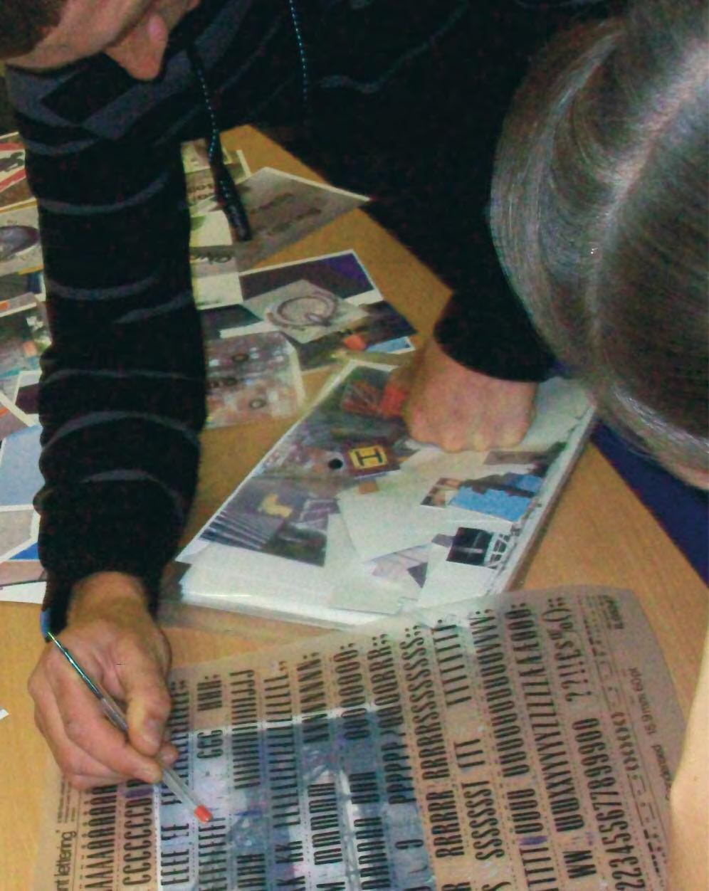Creative Composition Using a variety of techniques including letraset (rub-down lettering), rubber stamps and stencils, the participants produced creative compositions of poetry devised by a previous