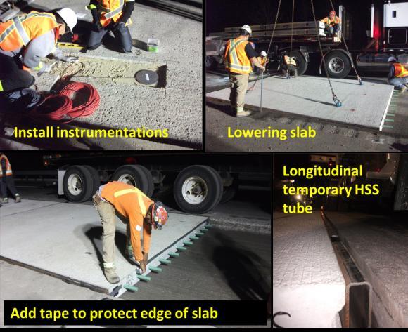 Figure 10: Precast Concrete Slab Installation (Asphalt Supported Slab) A total of 8 asphalt supported slabs were placed in