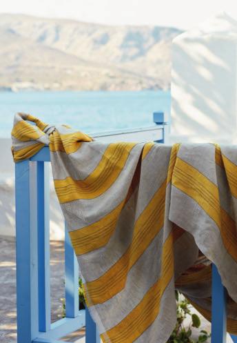 INTRODUCTION THE GLORIOUS TURQUOISE SEA OF THE AEGEAN AND THE EARTHY TERRACOTTA AND OCHRE COLOURS OF THE SURROUNDING HILLS ON A GREEK ISLAND HAVE INSPIRED VOLGA LINEN S NEW COLLECTIONS OF BOTH FABRIC