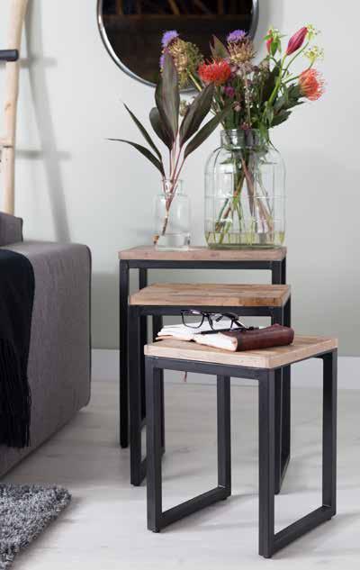 SURI SIDE TABLE 20 mm recycled teak tabletop Natural lacquered