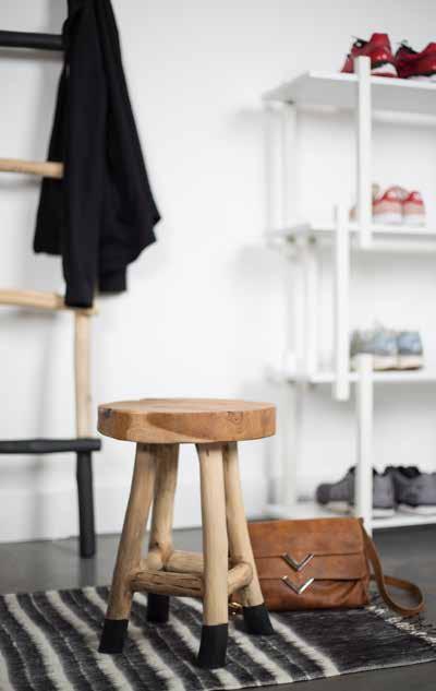 HARRY STOOL Solid teak wood, natural finish Feet dipped in black