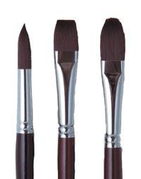 Art Spectrum Series 1500 Synthetic Blend Interlocked synthetic blend. Long, polished, deep burgundy handle. The Brights are firm, soft feel brushes. Ideal for oils and acrylics.