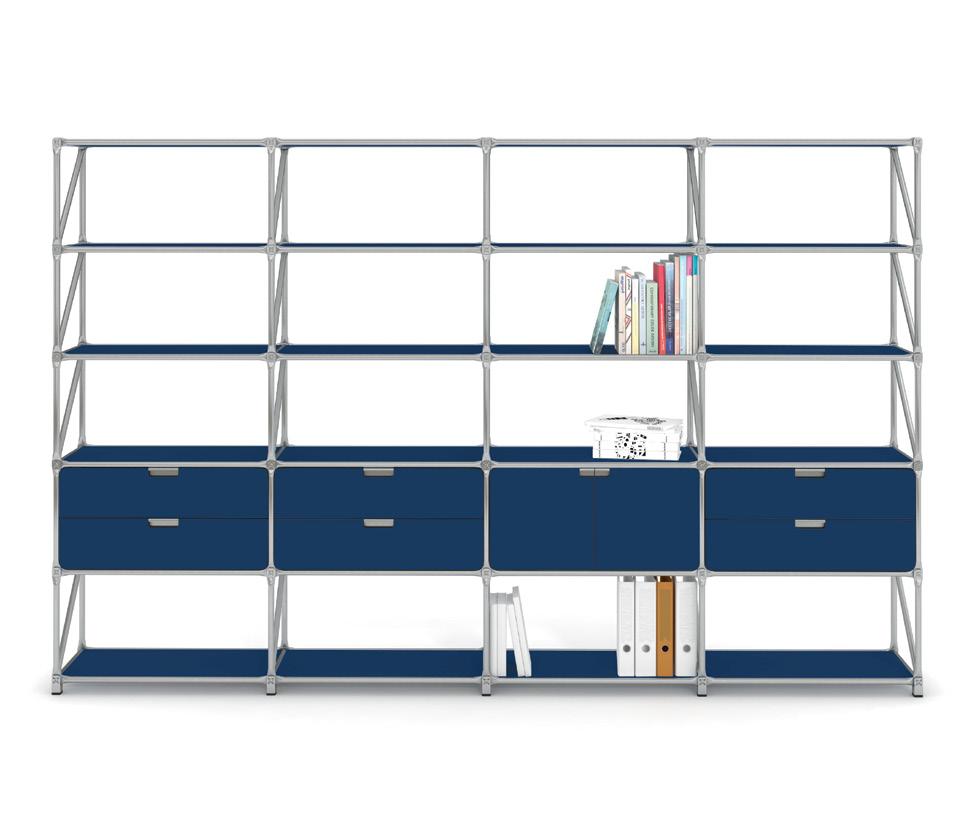 Shelf 47701 night blue consisting of 20 modules with 4 rear walls,
