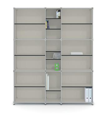 13 adjustable shelves and double doors, W 363 x H 223 x D 37 cm, item: #22917 Shelf 23682 khaki